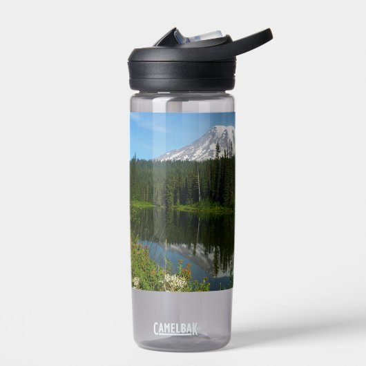 Mount Rainier Lake Reflection with Wildflowers Trinkflasche (Links)