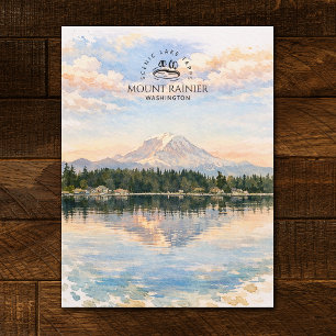 Mount Rainier, Lake Tapps, Washington Aquarell Postkarte