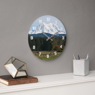 Mount Rainier Landschaft Große Wanduhr