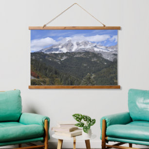 Mount Rainier Landschaft im Tal Wandteppich Mit Holzrahmen