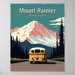 Mount Rainier Minimalistisches Vintage-Kunst-Reise Poster