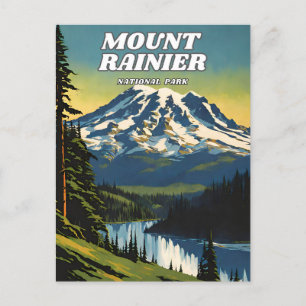 Mount Rainier National Park Illustration Retro Aes Postkarte