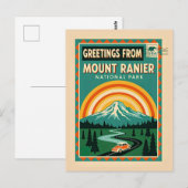 Mount Rainier National Park Retro Postkarte (Vorne/Hinten)