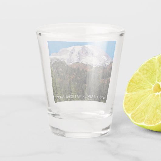 Mount Rainier National Park Travel Foto Schnapsglas (Rückseite)