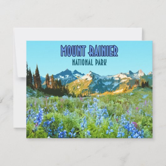 Mount Rainier National Park Washington Flat Card (Vorderseite)