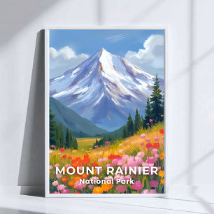 Mount Rainier National Park   Washington Reise Poster
