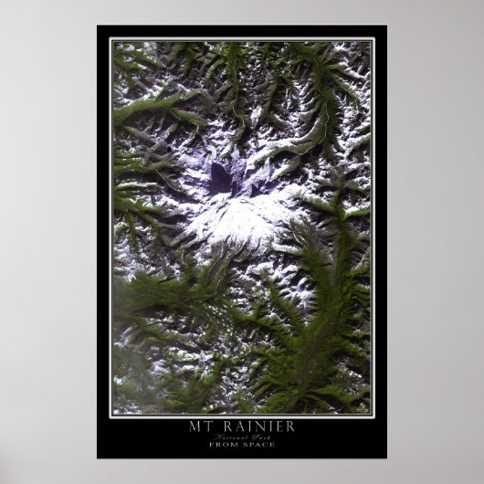 Mount Rainier National Park Washington Satellite Poster (Vorne)