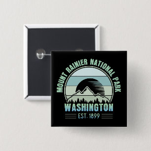 Mount Rainier National Park Washington USA Retro Button