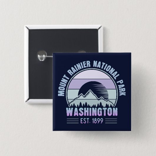 Mount Rainier National Park Washington USA Retro Button (Vorne & Hinten)