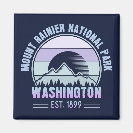 Mount Rainier National Park Washington USA Retro Magnet (Vorne)