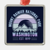 Mount Rainier National Park Washington USA Retro Ornament Aus Metall (Vorne)