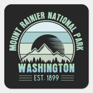 Mount Rainier National Park Washington USA Retro Quadratischer Aufkleber