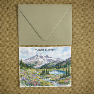 Mount Rainier Nationalpark Aquarell-Kunst Postkarte