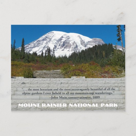 Mount Rainier Nationalpark John Muir Zitat Postkarte (Vorderseite)