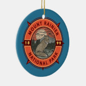 Mount Rainier Nationalpark Red Fox Retro Kompass Keramik Ornament (Rechts)