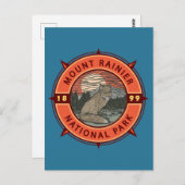 Mount Rainier Nationalpark Red Fox Retro Kompass Postkarte (Vorne/Hinten)