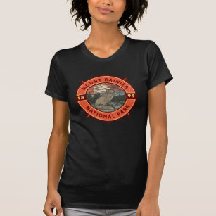 Mount Rainier Nationalpark Red Fox Retro Kompass T-Shirt