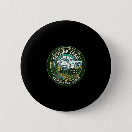 Mount Rainier Nationalpark Skyline Trail Vintage Button (Vorderseite)