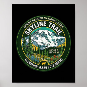 Mount Rainier Nationalpark Skyline Trail Vintage Poster