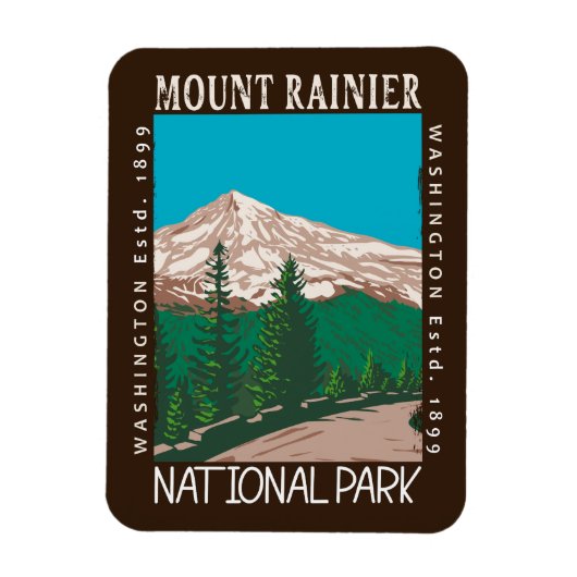 Mount Rainier Nationalpark Vintage abgenutzt Magnet (Vertikal)