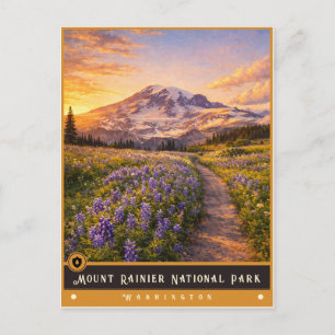 Mount Rainier Nationalpark Vintage Postkarte