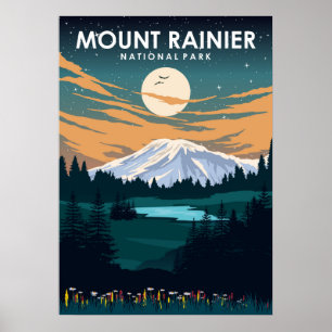 Mount Rainier Nationalpark Vintage-Reiseposter Poster