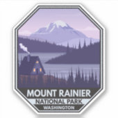 Mount Rainier Nationalpark Washington Cabin Retro Aufkleber (Vorderseite)