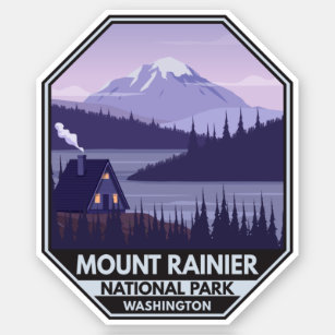 Mount Rainier Nationalpark Washington Cabin Retro Aufkleber