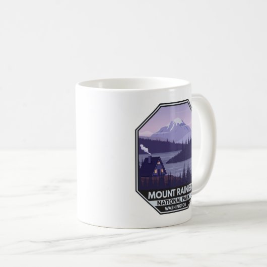 Mount Rainier Nationalpark Washington Cabin Retro Kaffeetasse (VorderseiteRechts)