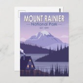 Mount Rainier Nationalpark Washington Cabin Retro Postkarte (Vorne/Hinten)