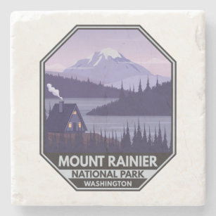 Mount Rainier Nationalpark Washington Cabin Retro Steinuntersetzer