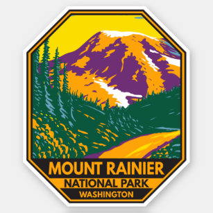 Mount Rainier Nationalpark Washington Retro Aufkleber