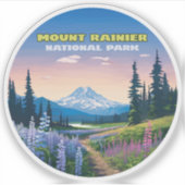 Mount Rainier Nationalpark Washington Retro Aufkleber (Vorderseite)