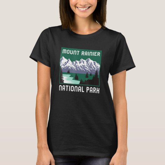 Mount Rainier Nationalpark Washington Retro Graph T-Shirt (Vorderseite)