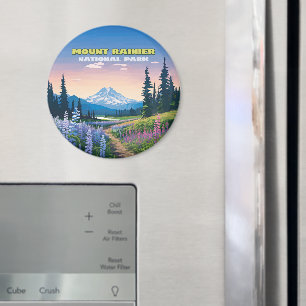 Mount Rainier Nationalpark Washington Retro Magnet