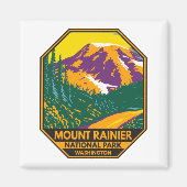 Mount Rainier Nationalpark Washington Retro Magnet (Vorne)