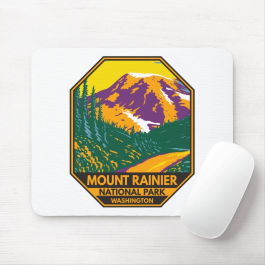 Mount Rainier Nationalpark Washington Retro Mousepad (Mit Mouse)