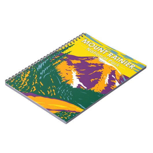 Mount Rainier Nationalpark Washington Retro Notizblock (Linke Seite)