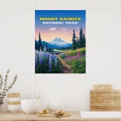 Mount Rainier Nationalpark Washington Retro Poster (Küche)