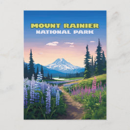 Mount Rainier Nationalpark Washington Retro Postkarte