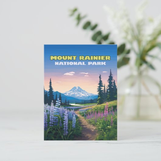 Mount Rainier Nationalpark Washington Retro Postkarte (Stehend Vorderseite)