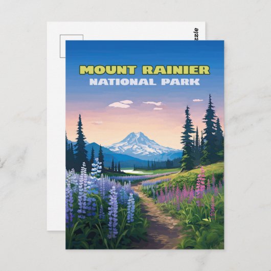 Mount Rainier Nationalpark Washington Retro Postkarte (Vorne/Hinten)