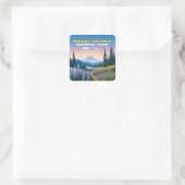 Mount Rainier Nationalpark Washington Retro Quadratischer Aufkleber (Tasche)