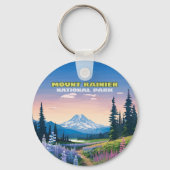 Mount Rainier Nationalpark Washington Retro Schlüsselanhänger (Vorderseite)