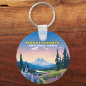 Mount Rainier Nationalpark Washington Retro Schlüsselanhänger (Rückseite)