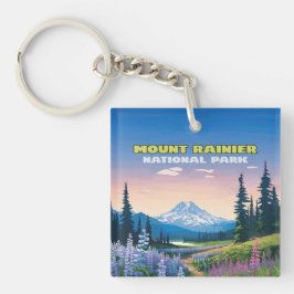 Mount Rainier Nationalpark Washington Retro Schlüsselanhänger