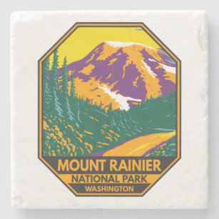 Mount Rainier Nationalpark Washington Retro Steinuntersetzer