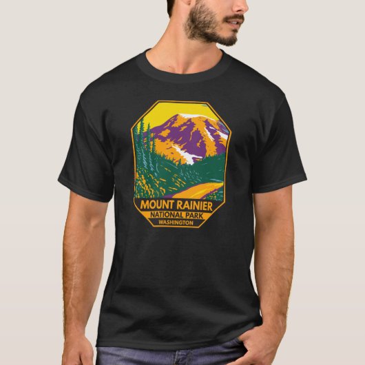 Mount Rainier Nationalpark Washington Retro T-Shirt (Vorderseite)