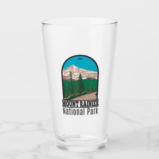 Mount Rainier Nationalpark Washington Vintag Glas (Vorderseite)