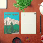 Mount Rainier Nationalpark Washington Vintag Postkarte<br><div class="desc">Mount Rainier Vektorgrafik Design. Der Park ist von Tälern,  Wasserfällen und subalpinen Wiesen umgeben.</div>